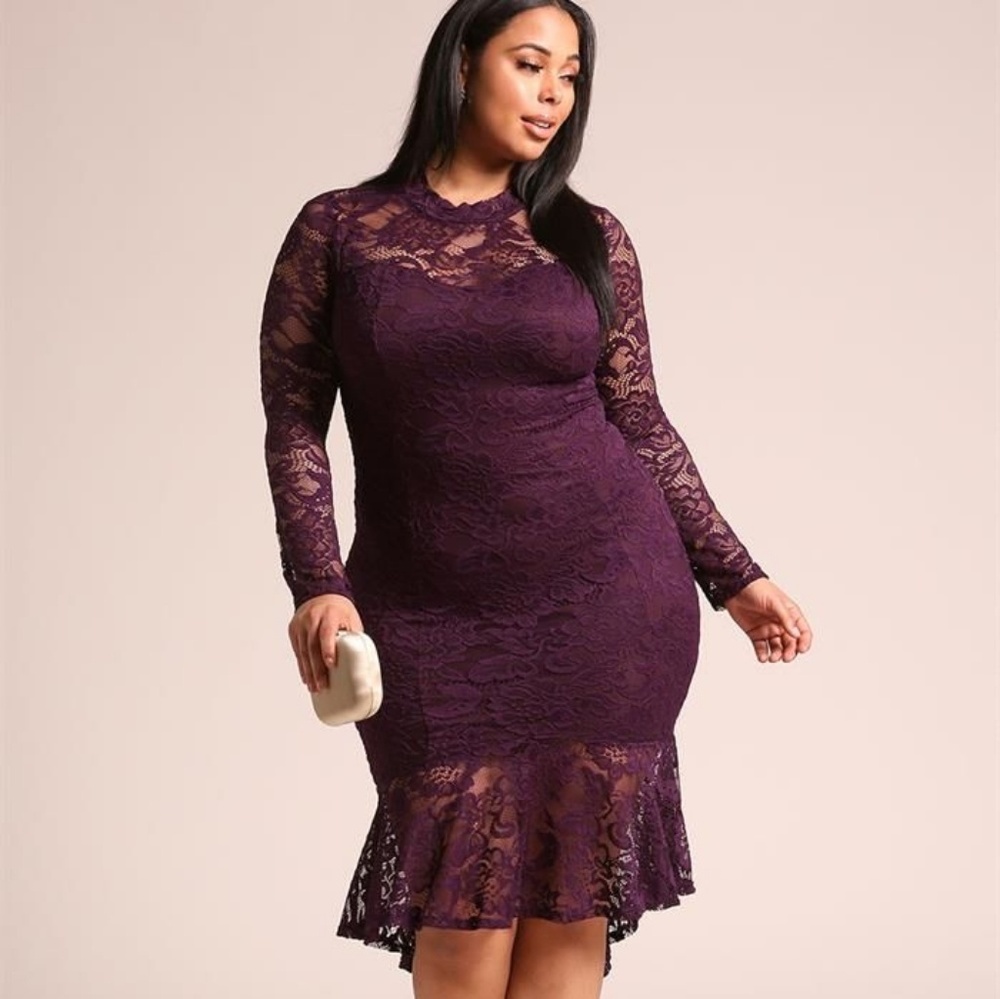 Purple Lace Hi/Lo Dress 1x NWT